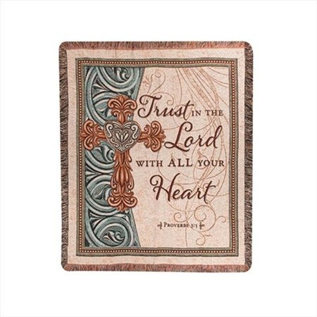 MANUAL WOODWORKERS & WEAVERS Manual Woodworkers and Weavers ATTIL Trust In The Lord Tapestry Throw Blanket Fashionable Jacquard Woven 50 X 60 in. ATTIL